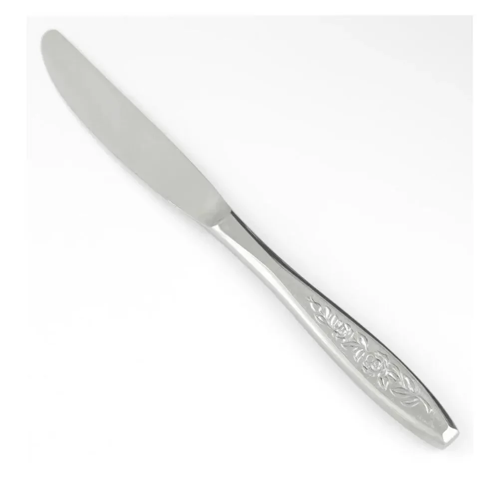 Eldan ELD18 Set 1 Butter 3 Dinner Knives MAY ROSE Textured Roses Stainless MCM